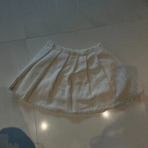 OAK + FORT Pleated Tweed White Mini Skirt